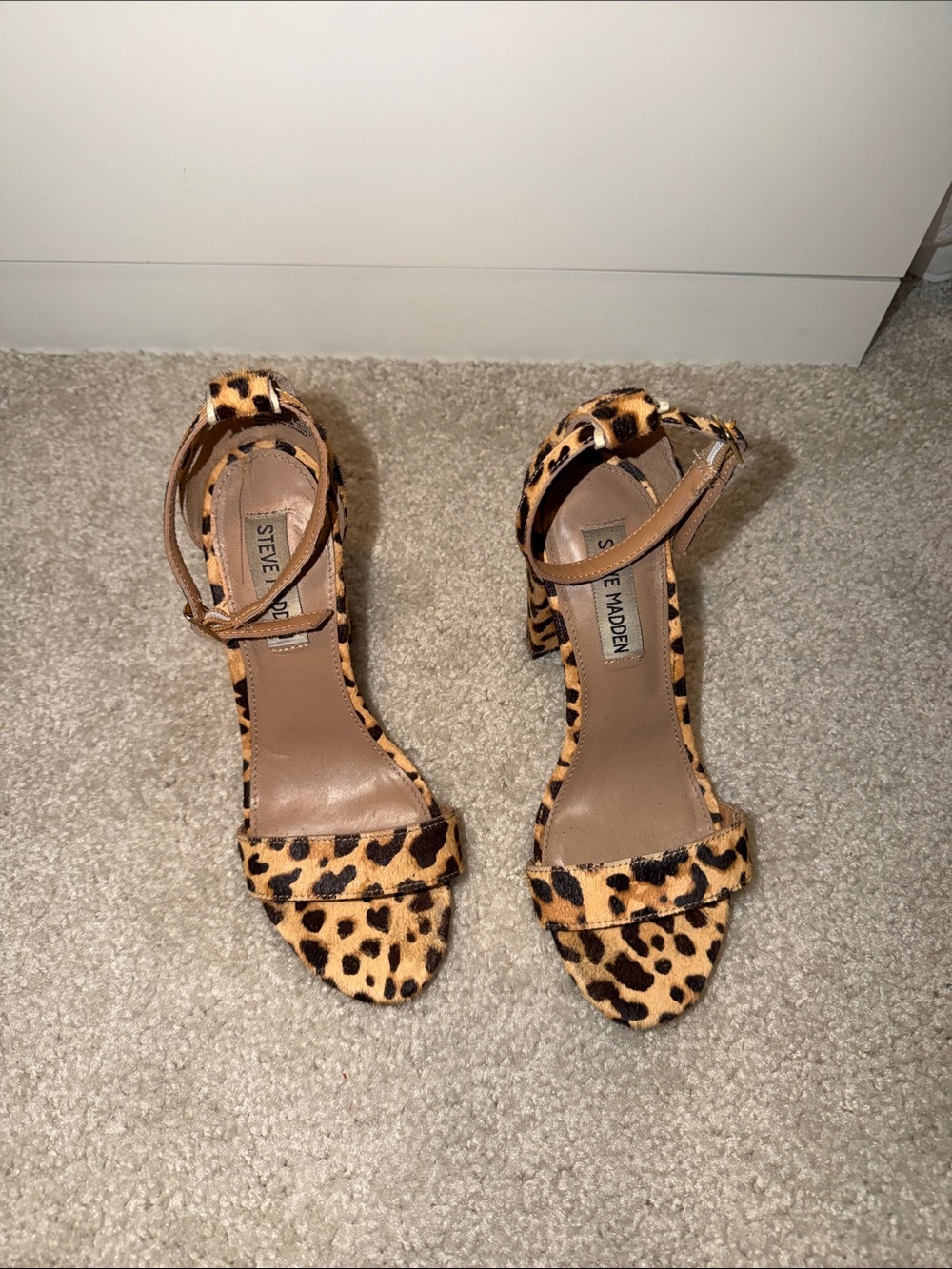 Steve Madden Leopard-Print Ankle-Strap Heels - Brown & Black